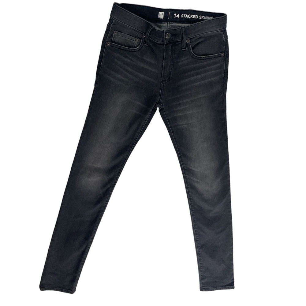 Gap Boys Grey-Black Stacked Skinny Jeans SZ 14